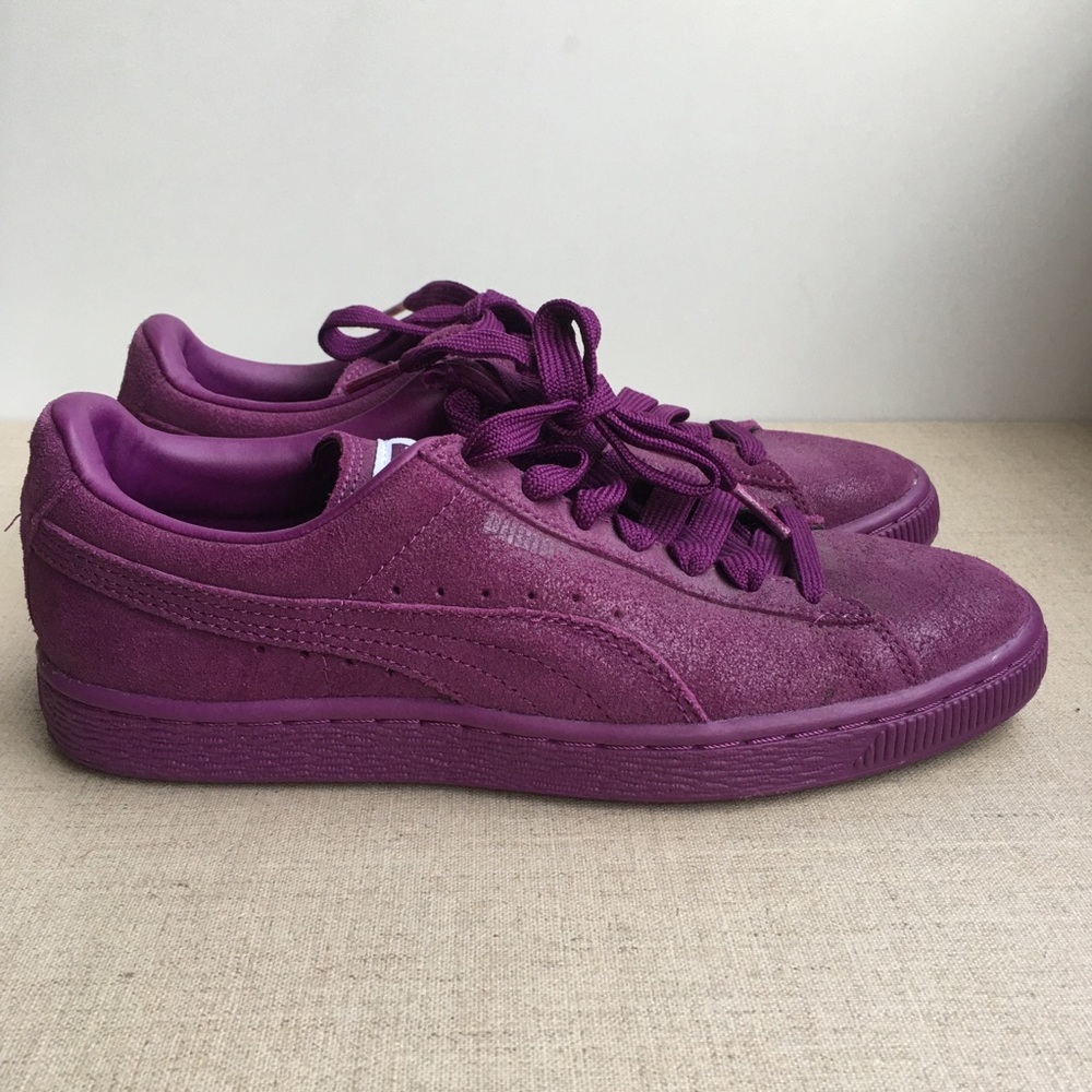 Puma Women US 7 Purple Leather Lace-Up Sneakers